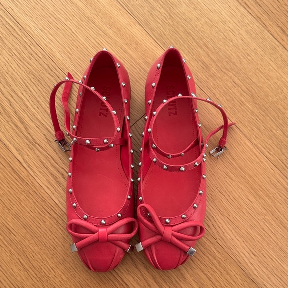 SCHUTZ bright Pink Studded Flats with Bow - Picture 2 of 6